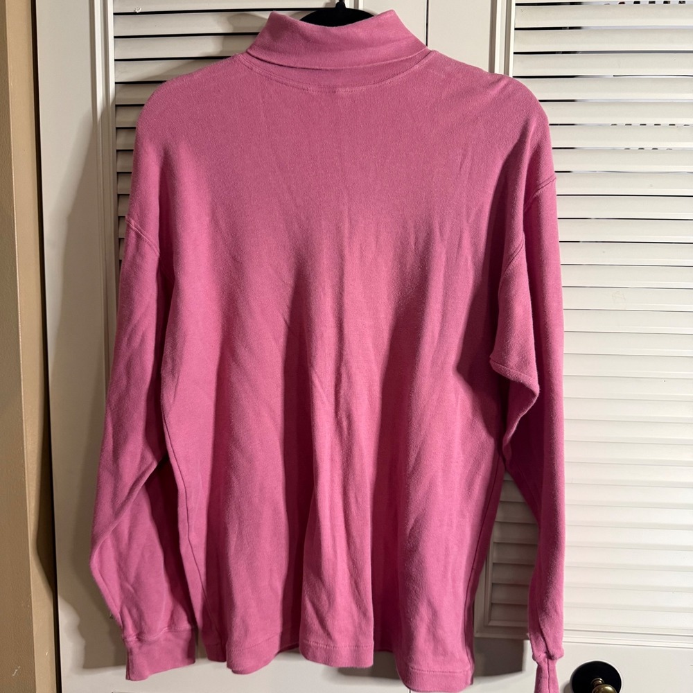 Capeisle Knitters Pink Cotton Turtleneck Long Sleeve Top Women Medium Layering